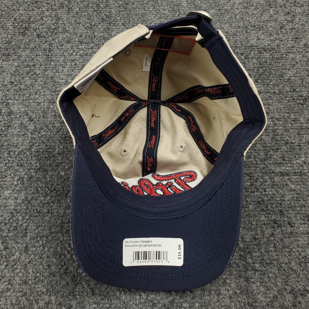 Titleist FootJoy FJ Pro V1 Hat Cap Jr Youth Strap Back Golf Spellout Script Tan - Picture 7 of 11